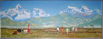 Nepali Landscape Oil Painting