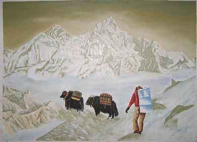 Mountain Trek Oil Painting
