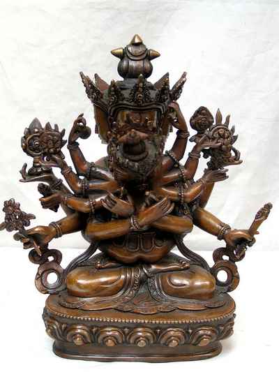 Copper Statue Of Guhyasamaja [chocolate Oxidation]