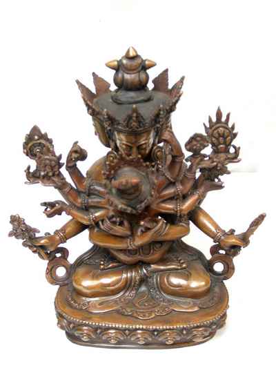 Copper Statue Of Guhyasamaja [chocolate Oxidation]
