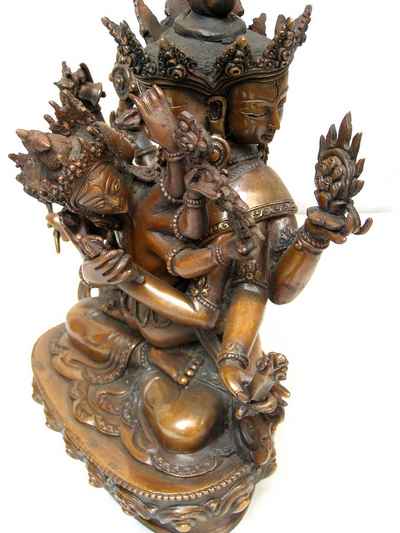 Copper Statue Of Guhyasamaja [chocolate Oxidation]