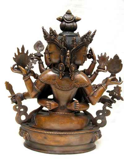 Copper Statue Of Guhyasamaja [chocolate Oxidation]