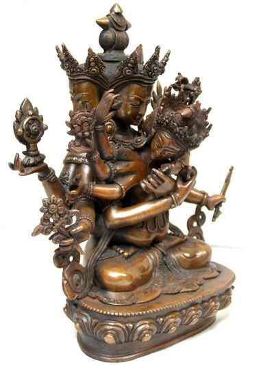 Copper Statue Of Guhyasamaja [chocolate Oxidation]
