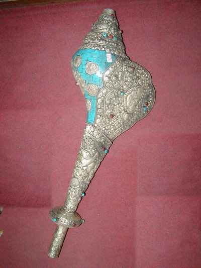 Conch Shell With White Metal