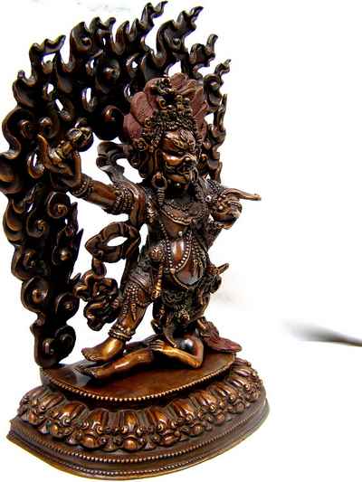 Mahakala Of The Black Cloak Statue, [chocolate Oxidized], [old Post], [remakable]