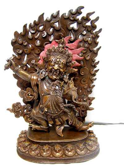 Vajrapani Statue, [chocolate Oxidized], [old Post], [remakable]