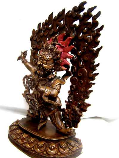 Vajrapani Statue, [chocolate Oxidized], [old Post], [remakable]