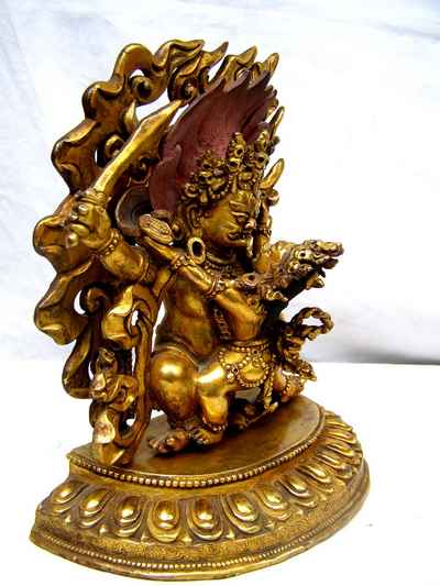 Mahakala With Consort, [shakti], Yab-yum Statue, [full Gold Plated], [sold]