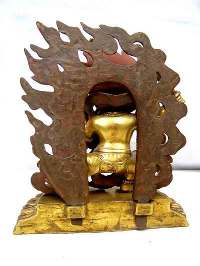 Mahakala With Consort, [shakti], Yab-yum Statue, [full Gold Plated], [sold]