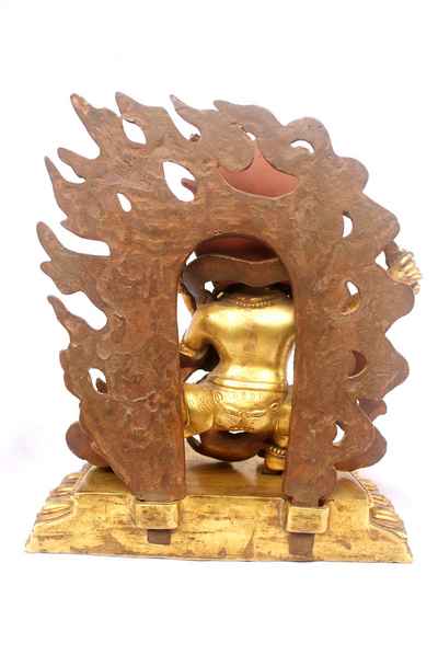 Mahakala With Consort, [shakti], Yab-yum Statue, [full Gold Plated], [sold]