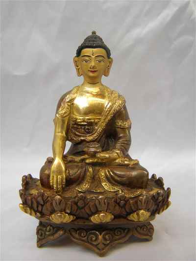 Shakyamuni Buddha Statue, [partly Gold Plated], [painted Face], [sold]