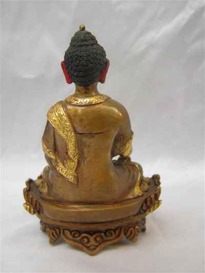 Shakyamuni Buddha Statue, [partly Gold Plated], [painted Face], [sold]