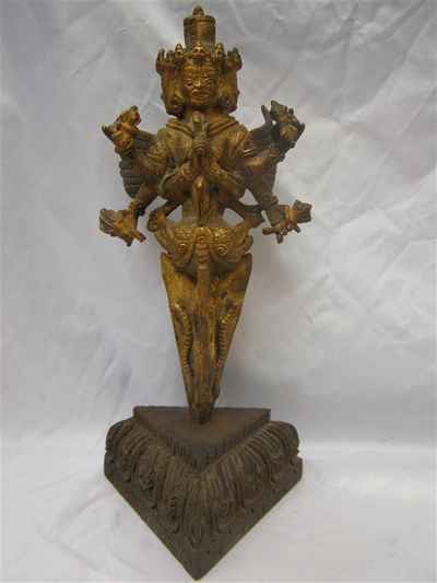 Vajrakilaya - Dorje Phurba Statue, [full Gold Plated], [antique Finishing], [sold]