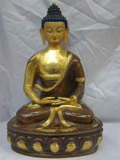 Amitabha Buddha Statue, [partly Gold Plated], [painted Face]