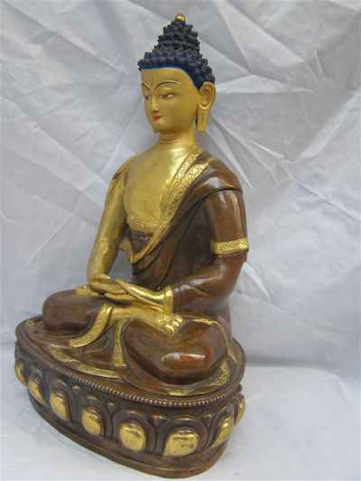 Amitabha Buddha Statue, [partly Gold Plated], [painted Face]