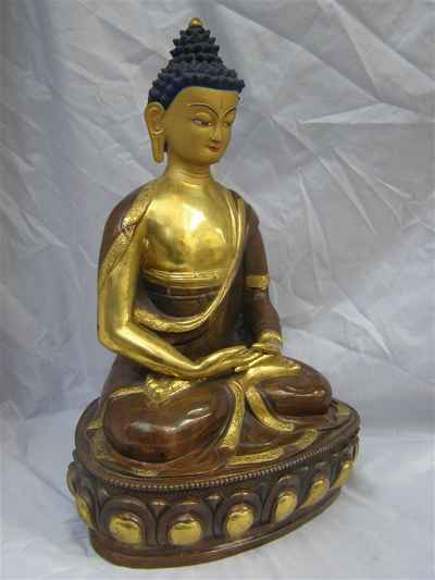 Amitabha Buddha Statue, [partly Gold Plated], [painted Face]
