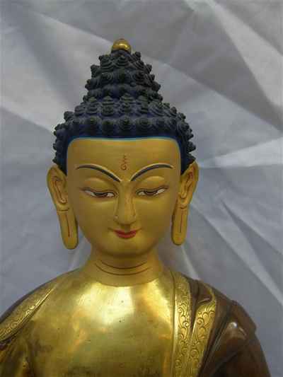 Amitabha Buddha Statue, [partly Gold Plated], [painted Face]