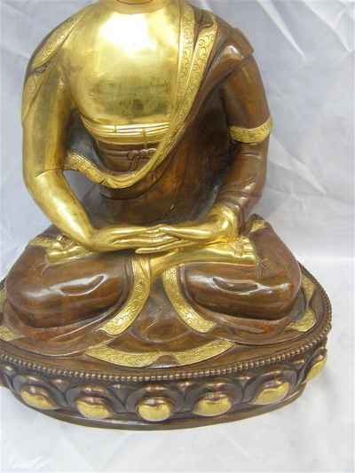 Amitabha Buddha Statue, [partly Gold Plated], [painted Face]