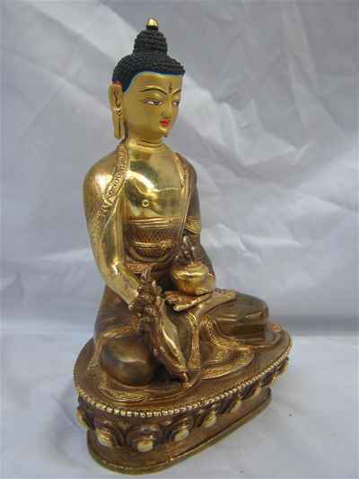 [best Price], Medicine Buddha Statue, [partly Gold Plated], [painted Face], For A Gift, Altars And Buddhist Ritual