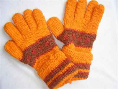 Woolen Gloves [pair], [hand Knitted], [fleece Lining]
