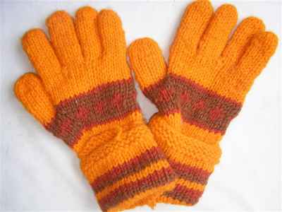 Woolen Gloves [pair], [hand Knitted], [fleece Lining]