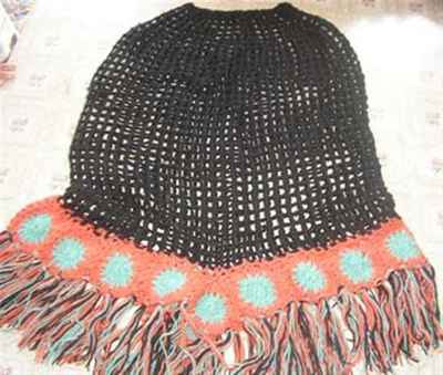 Woolen Poncho [hand Knitted], [fleece Lining]