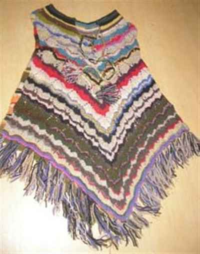 Woolen Poncho [hand Knitted], [fleece Lining]