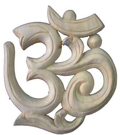 Wooden Hand Carved Om, [natural Wood], Haldu Wood