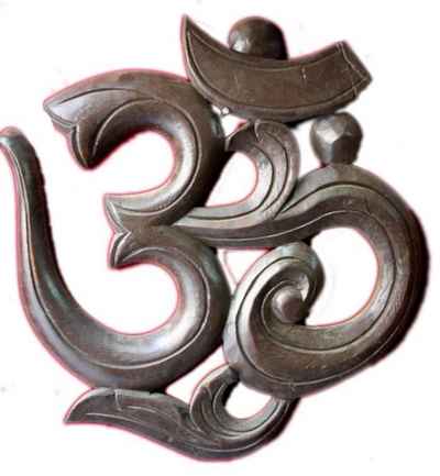Wooden Hand Carved Om, [natural Wood], Haldu Wood