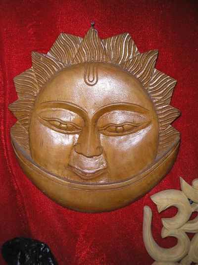 Wooden Hand Carved Moon, [natural Wood], Haldu Wood