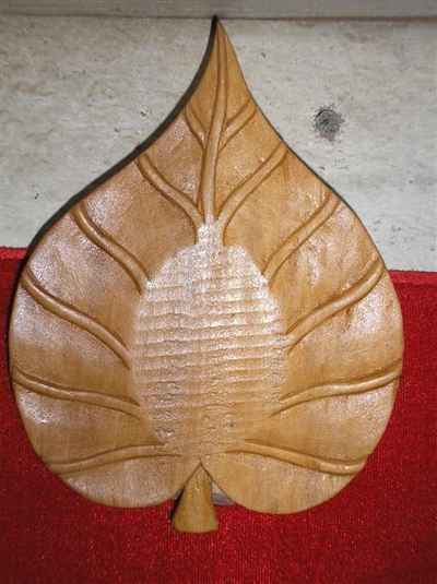 Wooden Hand Carved Bodhi Leaf, [natural Wood], Haldu Wood