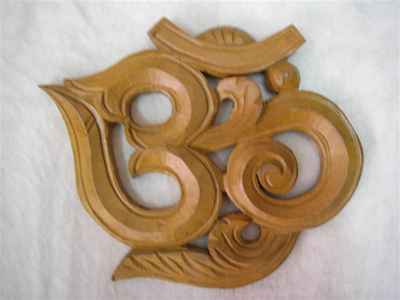 Wooden Hand Carved Om, [natural Wood], Haldu Wood