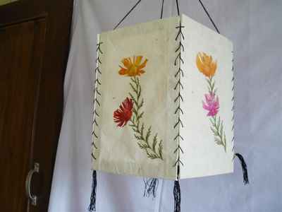 Four Side Lamp Shade With [real Flower]