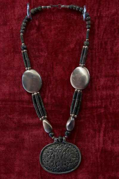 White Metal Bone Yak Bone Necklace, Handmade In Nepal