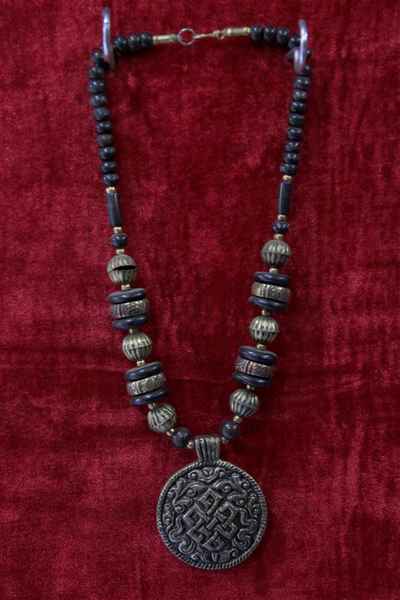 White Metal Bone Yak Bone Necklace, Handmade In Nepal