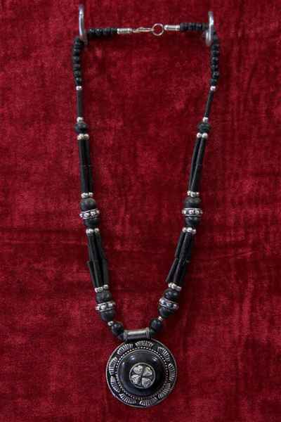 White Metal Bone Yak Bone Necklace, Handmade In Nepal