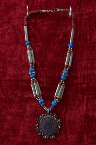 White Metal Bone Yak Bone Necklace, Handmade In Nepal