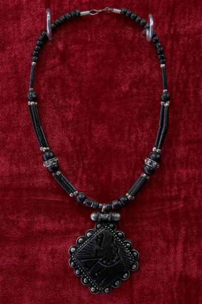 White Metal Bone Yak Bone Necklace, Handmade In Nepal