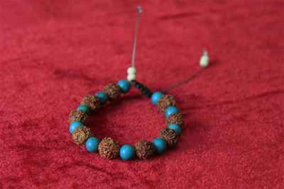 Rudrash And Turquoise Yak Bone Bracelet, Handmade In Nepal