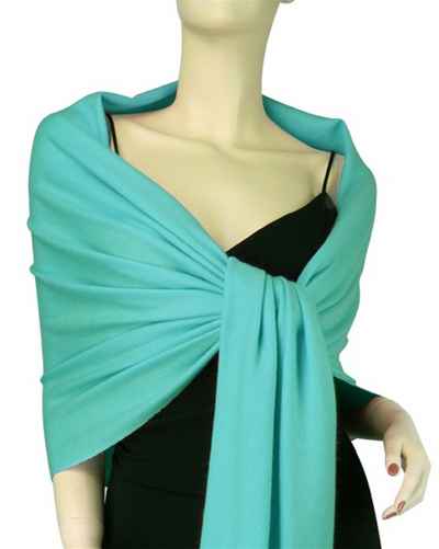 Silk Mix Pashmina, 70 Percent Pashmina, 30 Percent Silk, Old Style, Aquamarine 2