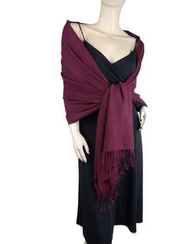 Silk Mix Pashmina, 70 Percent Pashmina, 30 Percent Silk, Old Style, Burgundy 2
