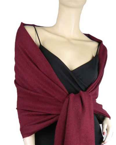 Silk Mix Pashmina, 70 Percent Pashmina, 30 Percent Silk, Old Style, Cranberry