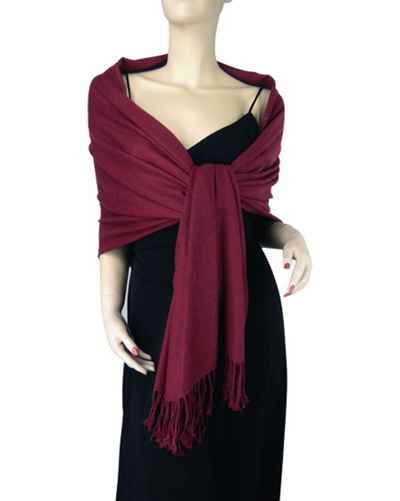 Silk Mix Pashmina, 70 Percent Pashmina, 30 Percent Silk, Old Style, Cranberry