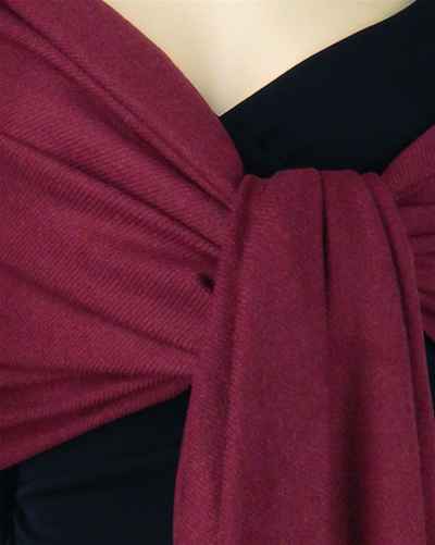 Silk Mix Pashmina, 70 Percent Pashmina, 30 Percent Silk, Old Style, Cranberry