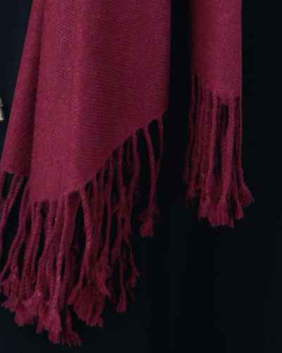 Silk Mix Pashmina, 70 Percent Pashmina, 30 Percent Silk, Old Style, Cranberry