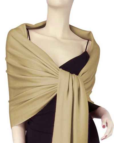 Silk Mix Pashmina, 70 Percent Pashmina, 30 Percent Silk, Old Style, Dark Camel