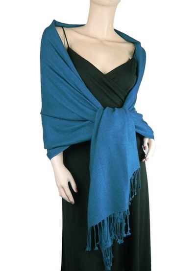 Silk Mix Pashmina, 70 Percent Pashmina, 30 Percent Silk, Old Style, Moroccan Blue 2 2