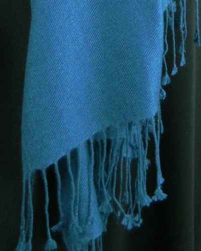 Silk Mix Pashmina, 70 Percent Pashmina, 30 Percent Silk, Old Style, Moroccan Blue 2 2