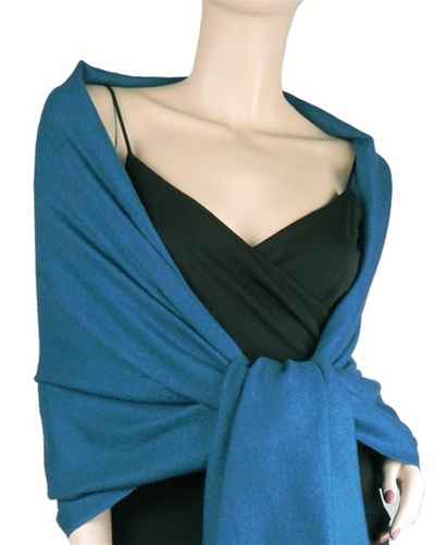 Silk Mix Pashmina, 70 Percent Pashmina, 30 Percent Silk, Old Style, Moroccan Blue 2 2