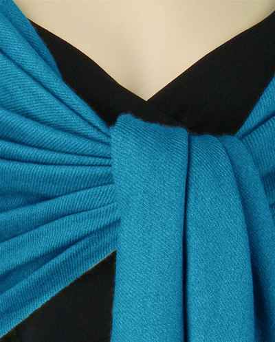 Silk Mix Pashmina, 70 Percent Pashmina, 30 Percent Silk, Old Style, Moroccan Blue